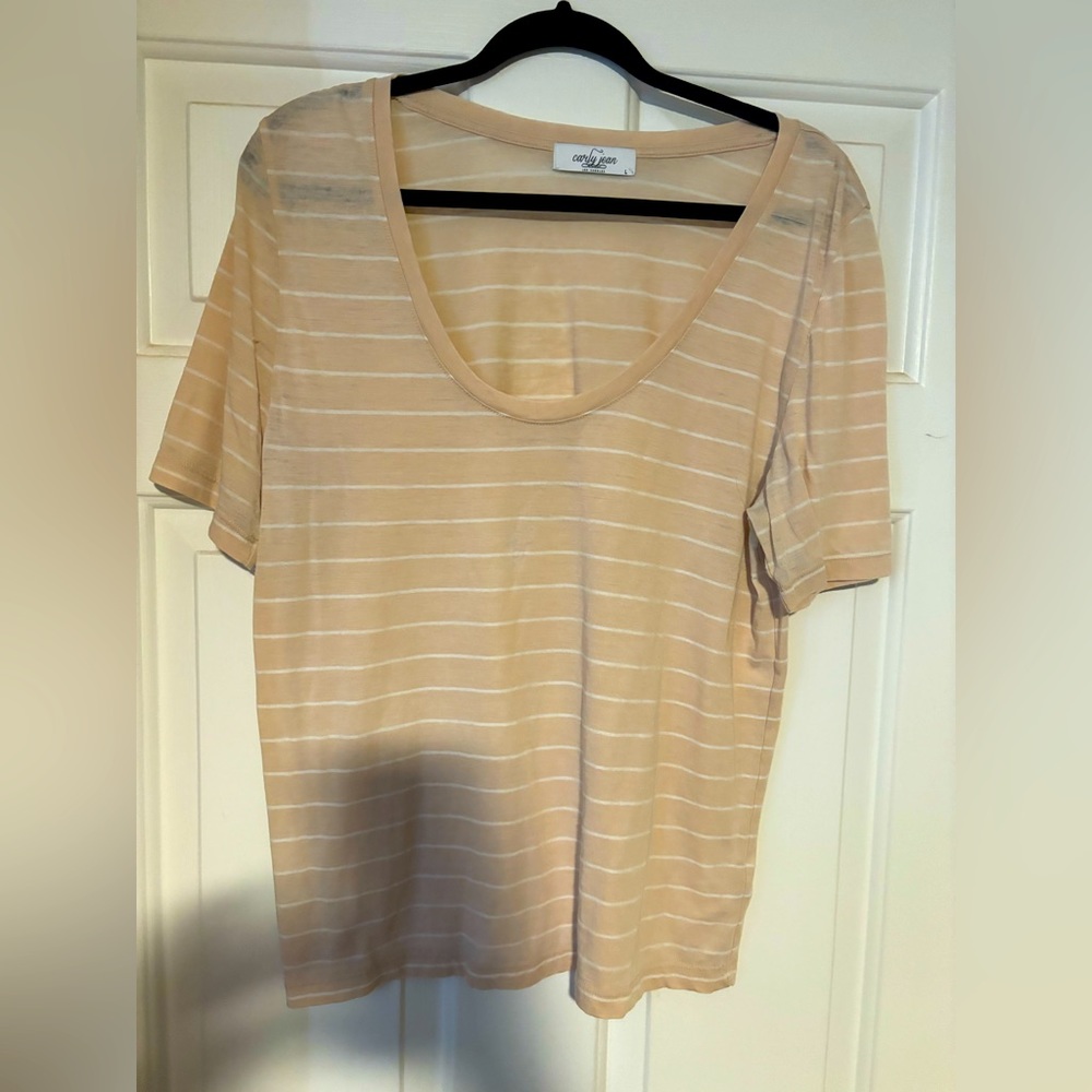 CJLA Stripped peach tee